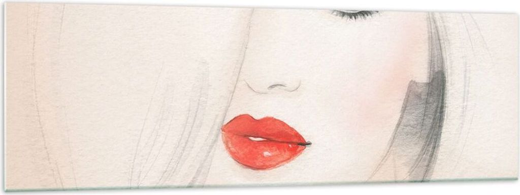 Bilder auf glas - Frau Gesicht Lippen - 160x50cm - Glasbilder - Wandbilder - Kunstdruck - zum Aufhängen bereit - Wanddekoration aus Glas - Glas Bi...