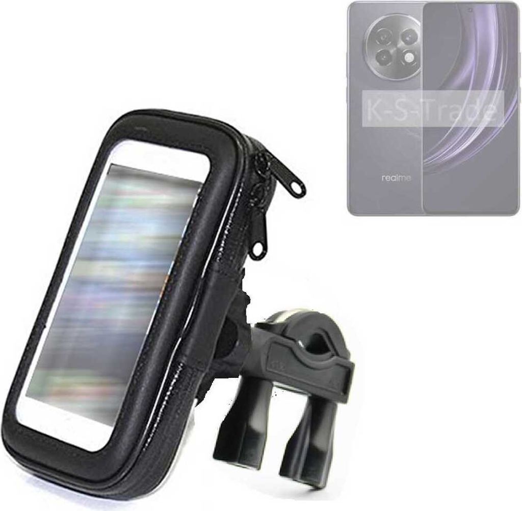 K-S-Trade Fahrrad-Halterung kompatibel mit Realme 13+ 5G Handy-Halterung Halter Lenkstange Fahrradhalterung Motorrad Bike Mount Wasserabweisend
