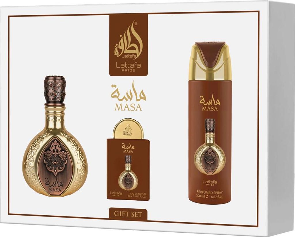 Lattafa Masa set Edp 100ml + Edp 20ml + Deodorante 200ml Immagine del prodotto 