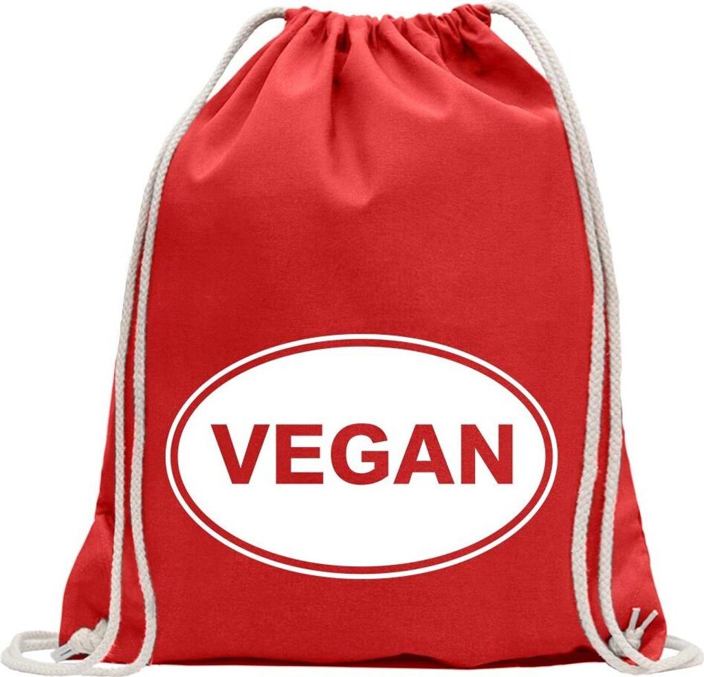 Kiwistar - Turnbeutel - rot - Vegan - Fun Rucksack Sport Beutel Gymsack Baumwolle mit Ziehgurt