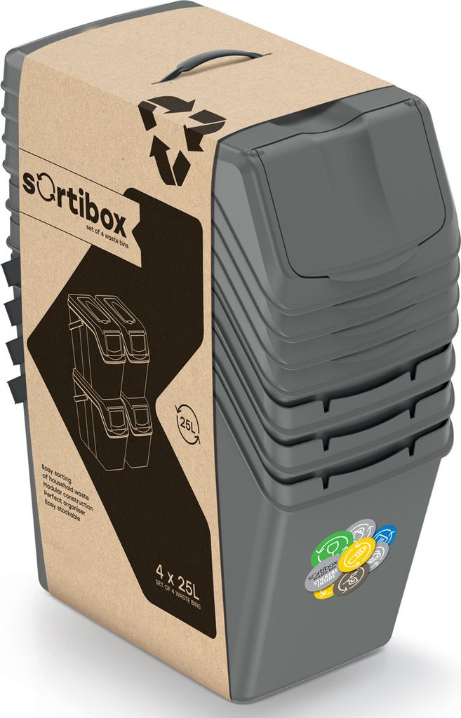 Abfalleimer 4er Set SORTIBOX - steingrau Produktbild 7