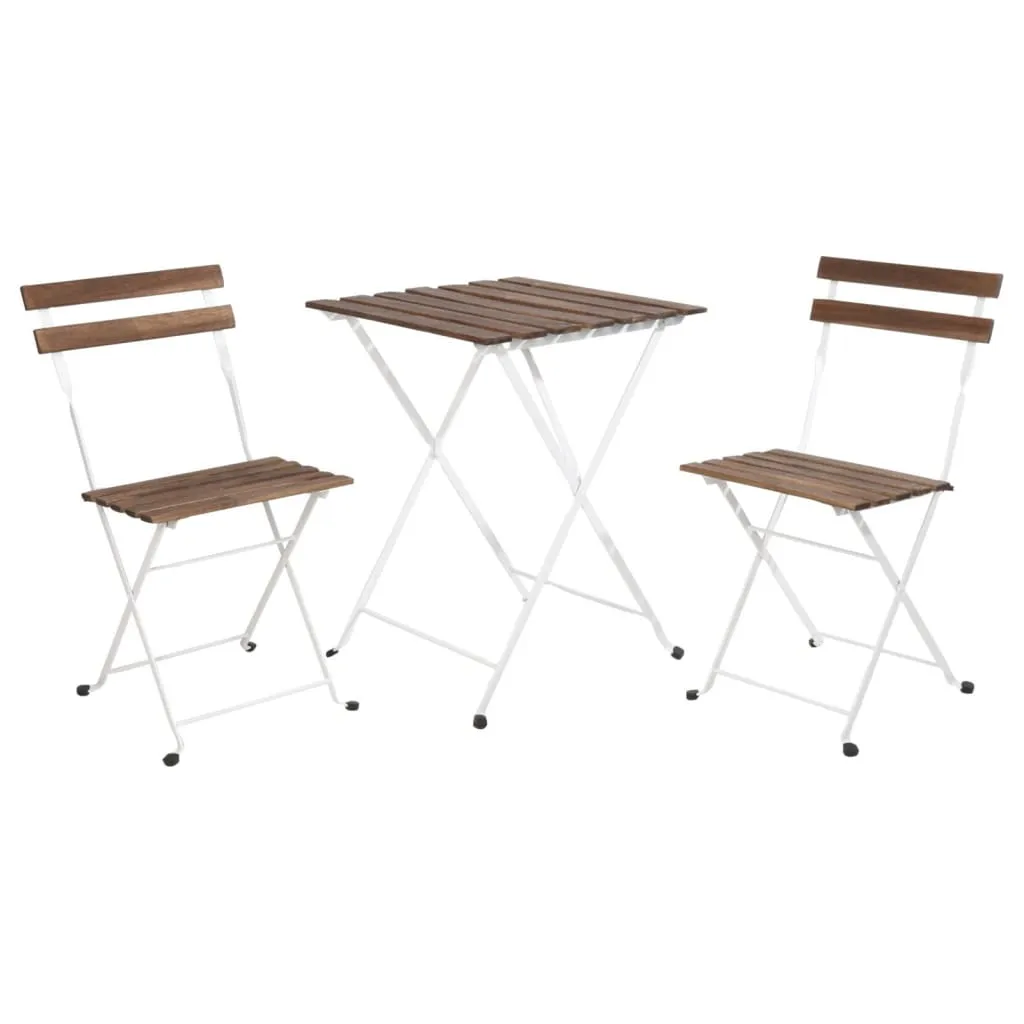 Set Bistro ProGarden Blanc Mat 3 Pièces Résistant aux Intempéries
