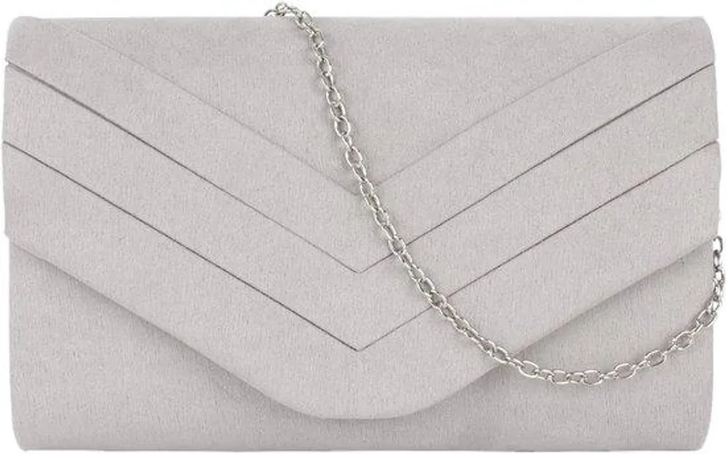 Pochette en velours gris clair à chaîne modèle Orphée pour femme