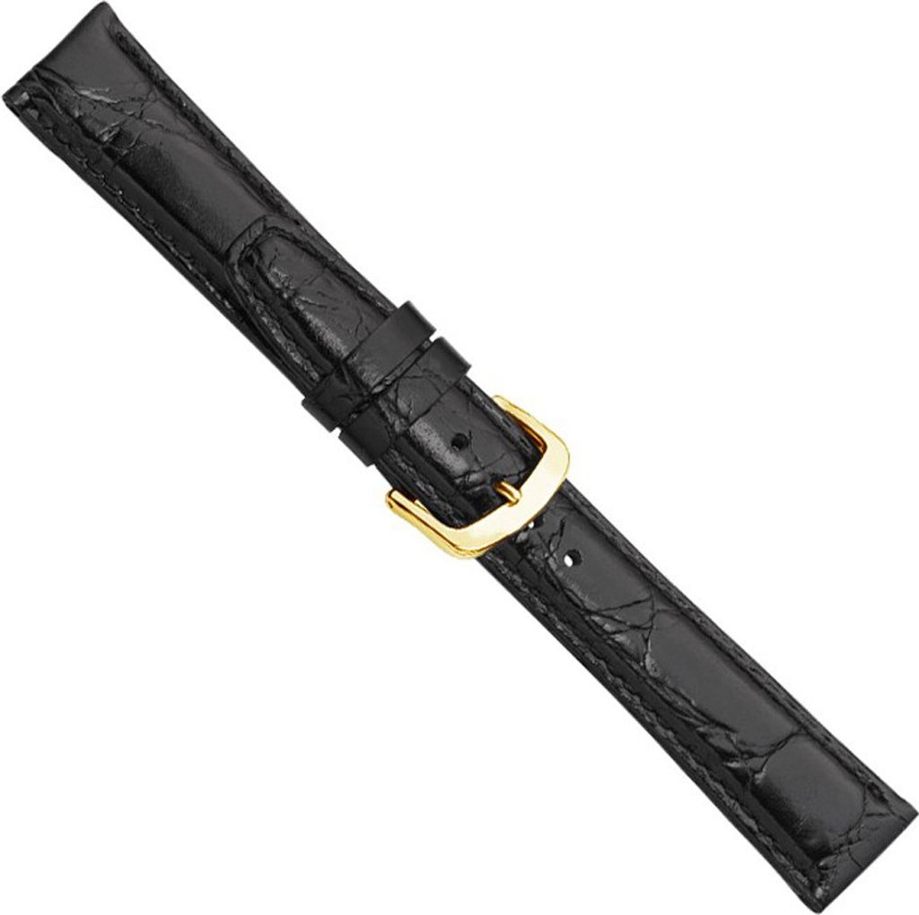 Krokoprägung Ersatzband Uhrenarmband Kalbsleder schwarz 20905G, Stegbreite:20mm