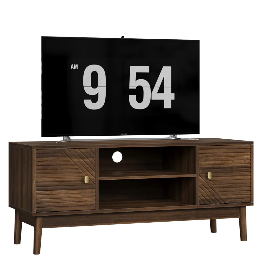 Meuble TV bois de noyer 110cm - Support robuste pour écran 32/45 pouces
