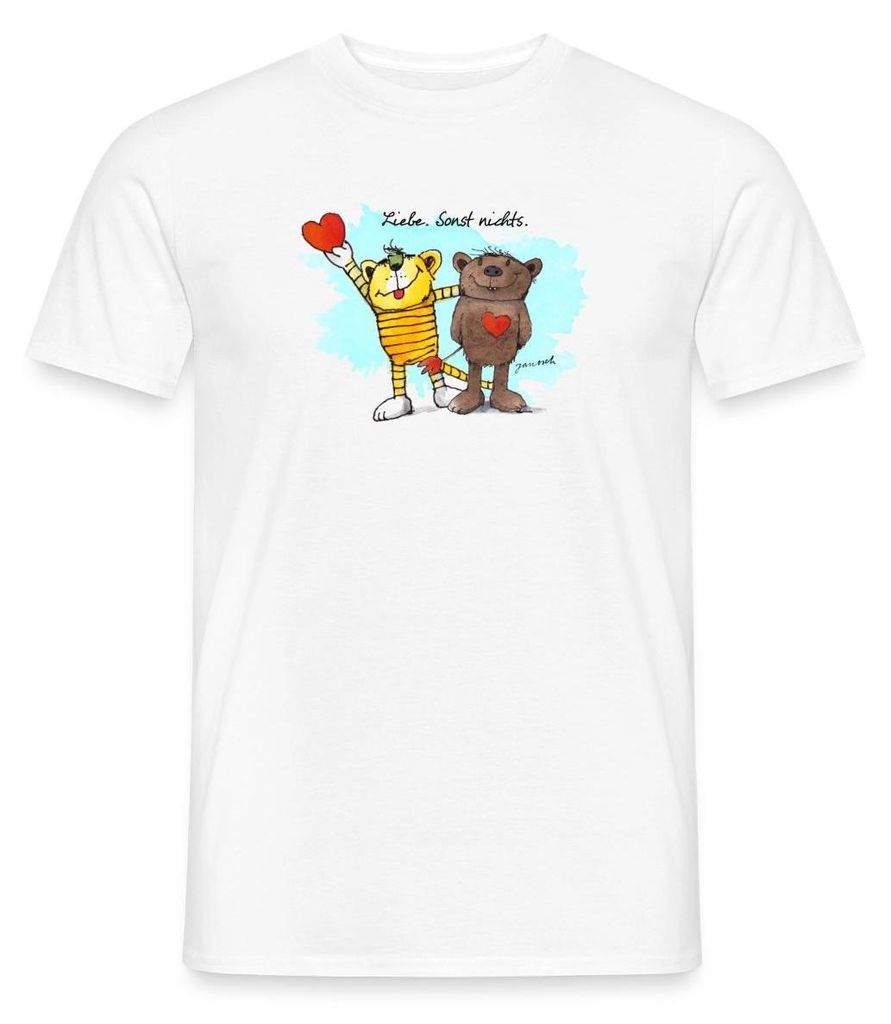 Spreadshirt Janosch Tiger Und Bär Beste Freunde Liebe Männer T-Shirt, L, Weiß