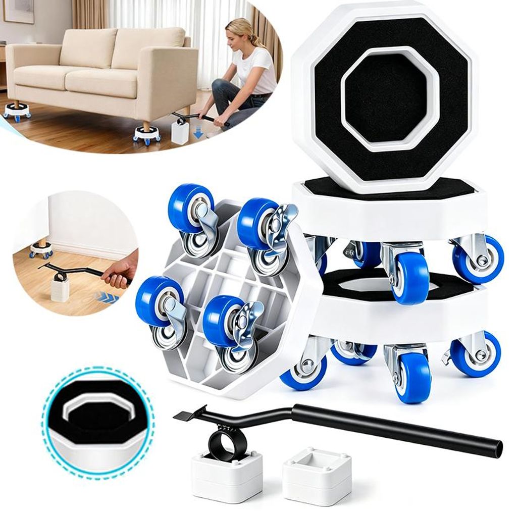 Schwerlast-Möbelroller Set, 4X 360° Drehrollen, Produktbild 