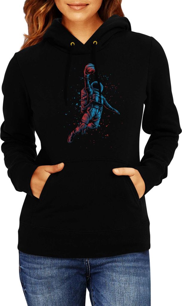 Damen Kapuzenpullover Nasa Space Theme Nasa 005, Lady 2XL / Schwarz