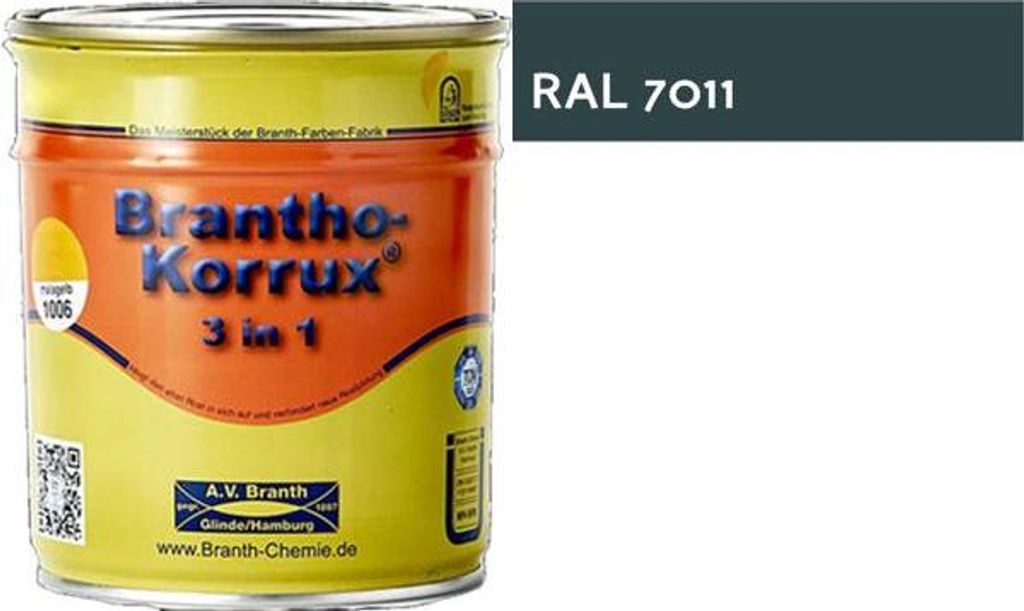 5l Brantho Korrux 3in1 Rostschutz RAL 7011 grau Metallschutz Farbe Branth