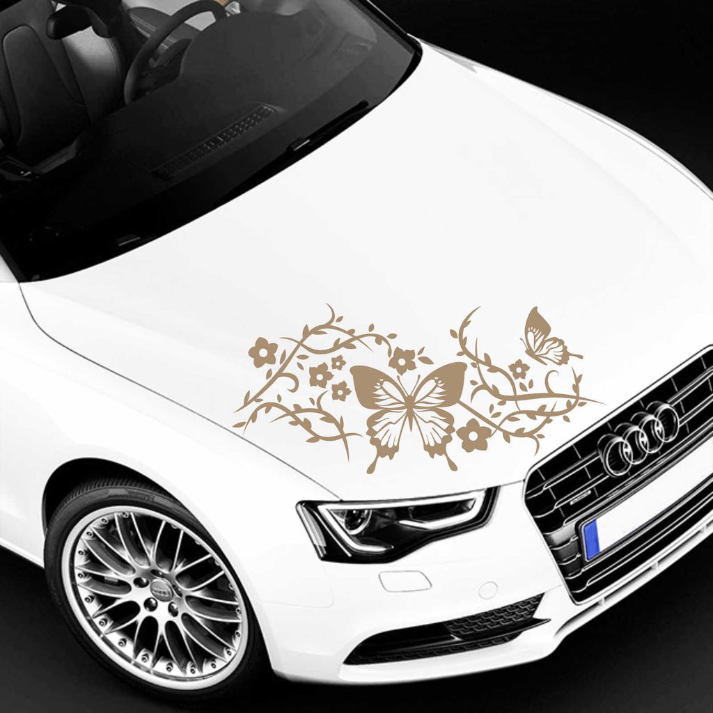 Aufkleber - Autoaufkleber "Butterfly Rankelement" 40cm x 18cm braun - Tuning Carystyling Heckscheibe Auto