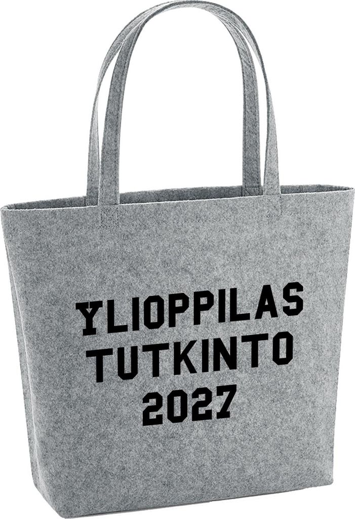 Huuraa Filzshopper Ylioppilastutkinto 2027 Abschluss Finnland 22 Liter Grey Melange Filztasche Geschenkidee