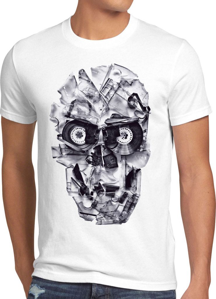 style3 DJ Skull Herren T-Shirt Tape 80er tape 80er kassette totenkopf