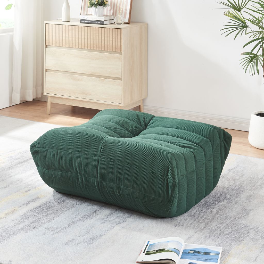 Fußhocker 'Kodsø' Sitzsack 35 x 80 x 65 cm Sitzpouf gepolstert Cord Grün
