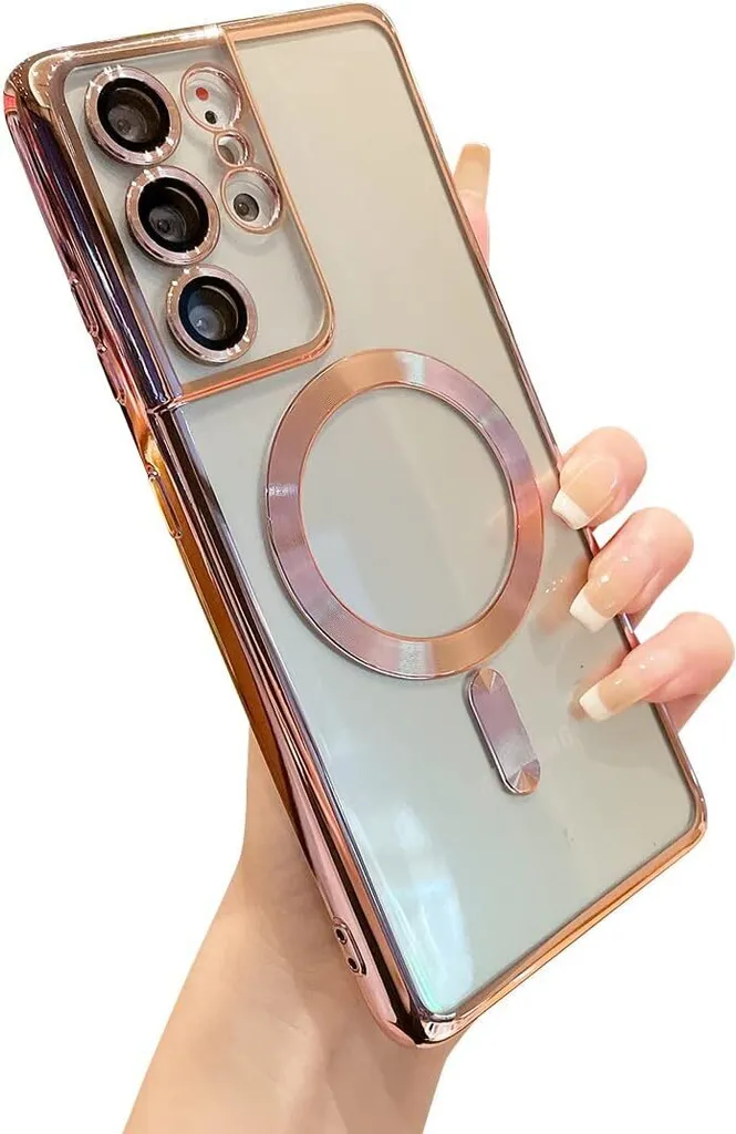 Cover Magsafe Samsung Galaxy S21 Ultra 5G Rosa Trasparente Slim