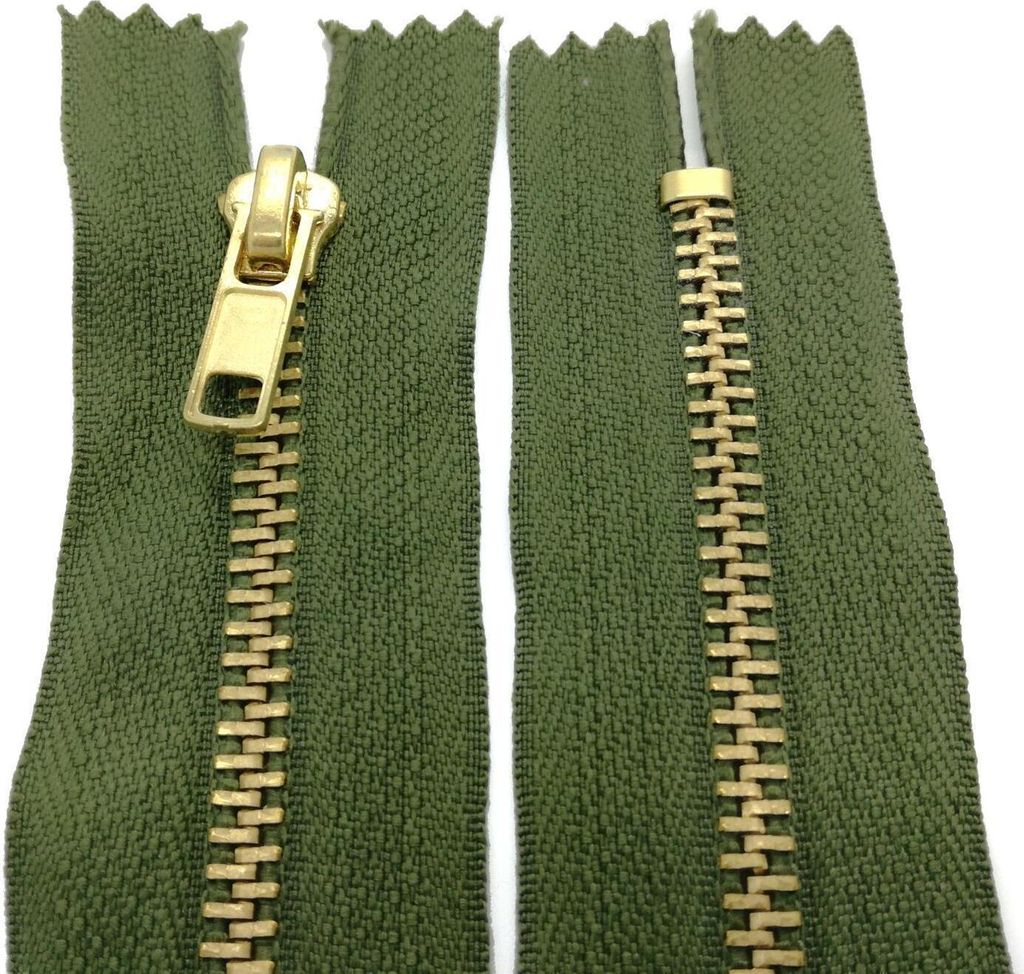 Reißverschluss Metall 4mm nicht teilbar 20 cm Olivgrün