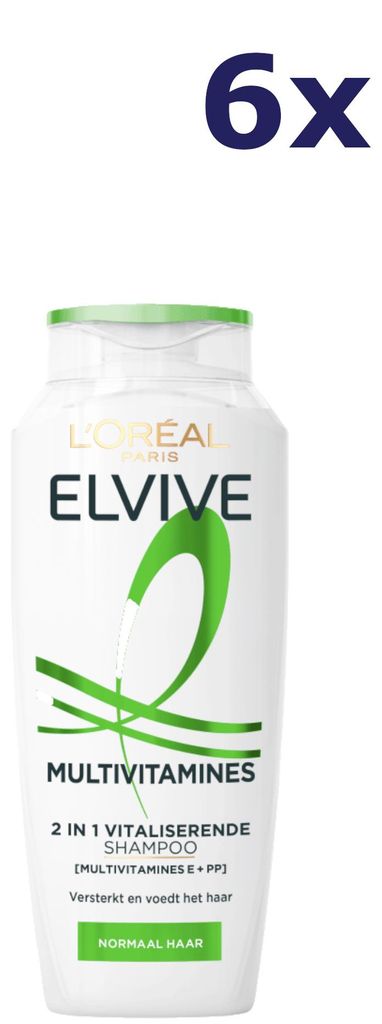 6x L'Oreal Elvive Shampoo 250 ml Multivitamines 2in1 Produktbild 