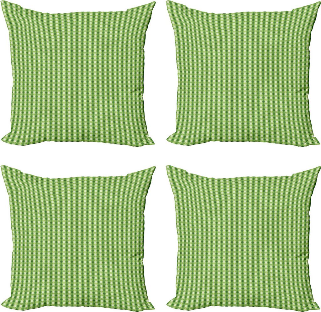 ABAKUHAUS Abstrakt Kissenbezug Set (4 Stück), Retro Kreise Hintergrund, Moderner Doppelseitiger Digitaldruck, 60 cm x 60 cm, Limonengrün Farngrün