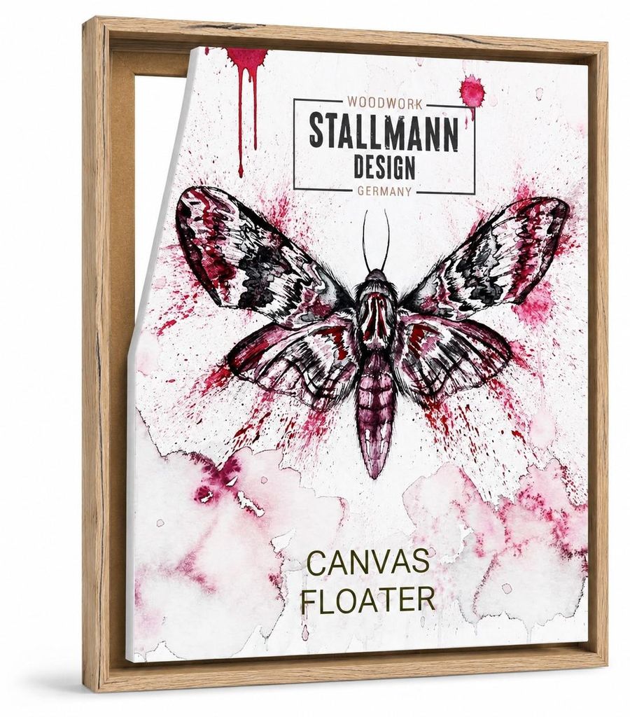 Stallmann Design Schattenfugenrahmen 50x140 cm | Farbe: Eiche gemasert | Leer-Rahmen für Leinwände auf Keilrahmen | mit Montagezubehör | ohne Gl...