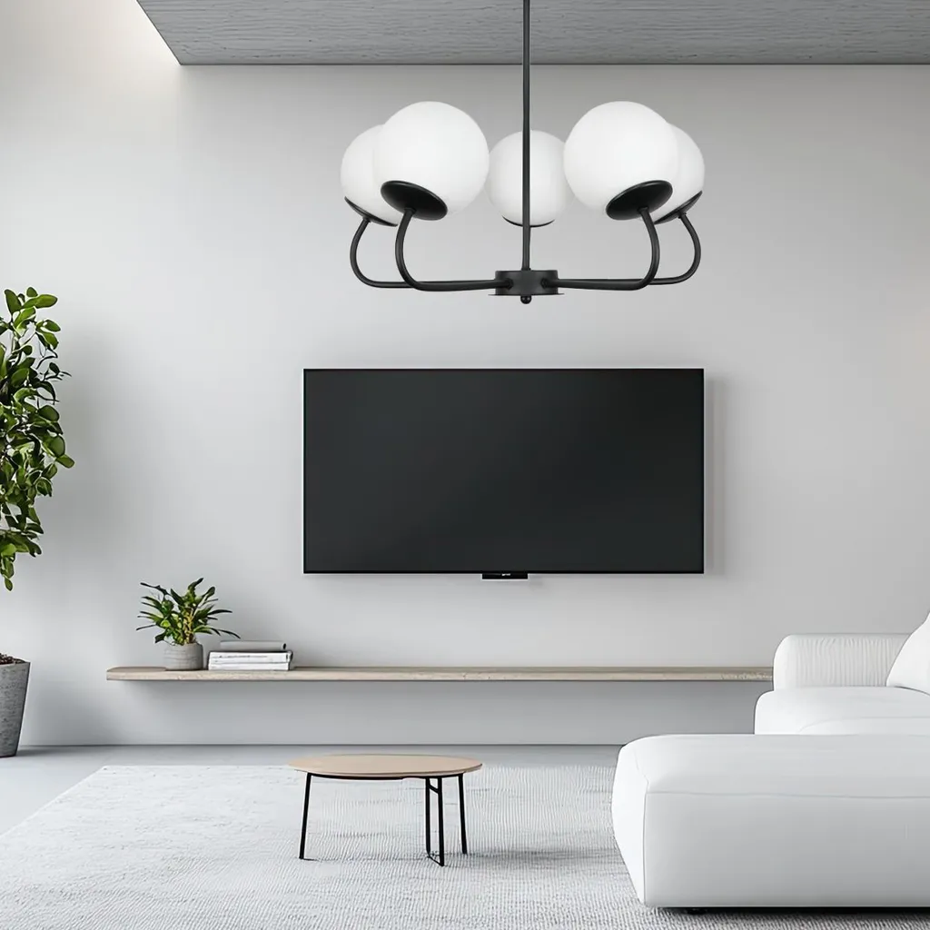 Lustre suspension design noir en verre et graphite multi-crochets chic - 2