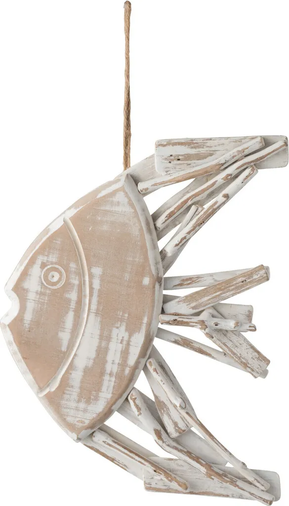 J-Line Cintre Poisson en Bois Naturel - Décoration Murale Marine 40cm