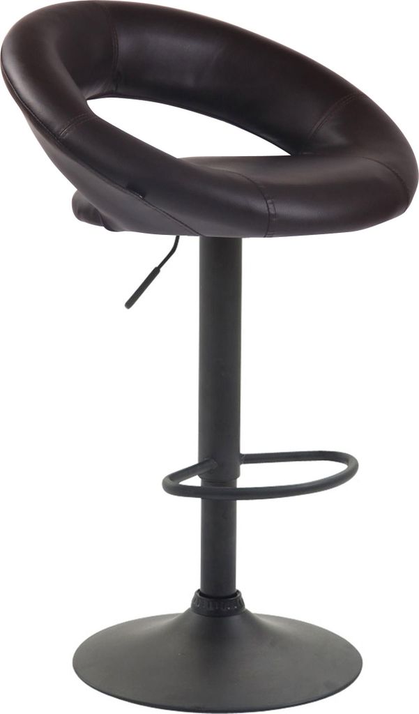 Barhocker MEKIM - Kunstleder Braun 53x47x80 cm Schwarz | Barstuhl Höhenverstellbar Mit Lehne Drehbar Tresenhocker Tresenstuhl Kneipenhocker