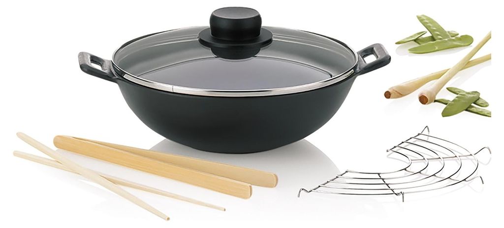 Kela Wok-Set Mini Gusseisen 5tlg 8cmh 24cmØ 1,6l, 77747 Produktbild 