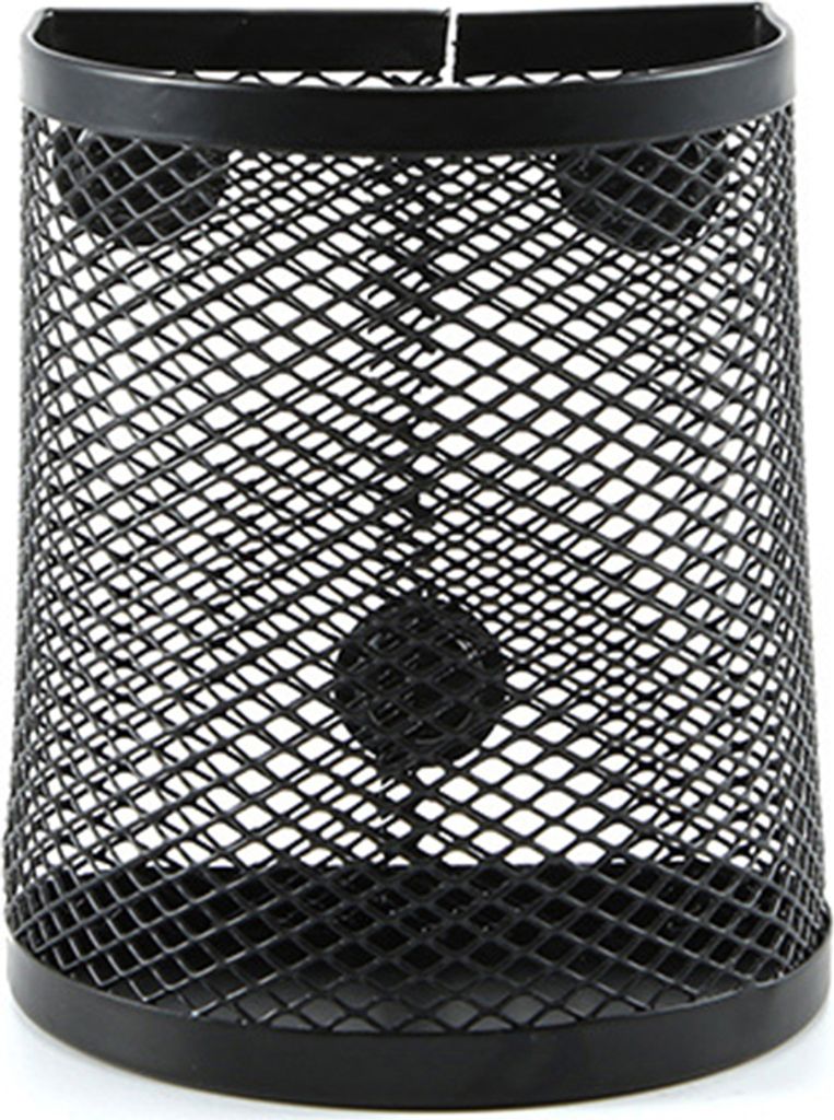 Mesh Magnetic 2 Grid Semicircle Pen Stationery Halter Schreibtisch Aufbewahrungsstiftstange-Schwarzer Halbkreis