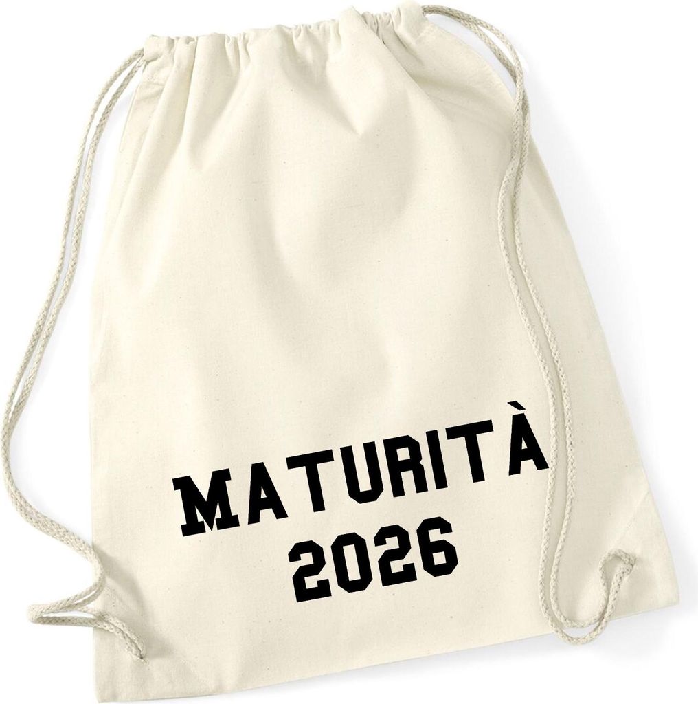 Huuraa Turnbeutel Maturità 2026 Abschluss Italien 12 Liter Natural Baumwolle Rucksack Geschenkidee