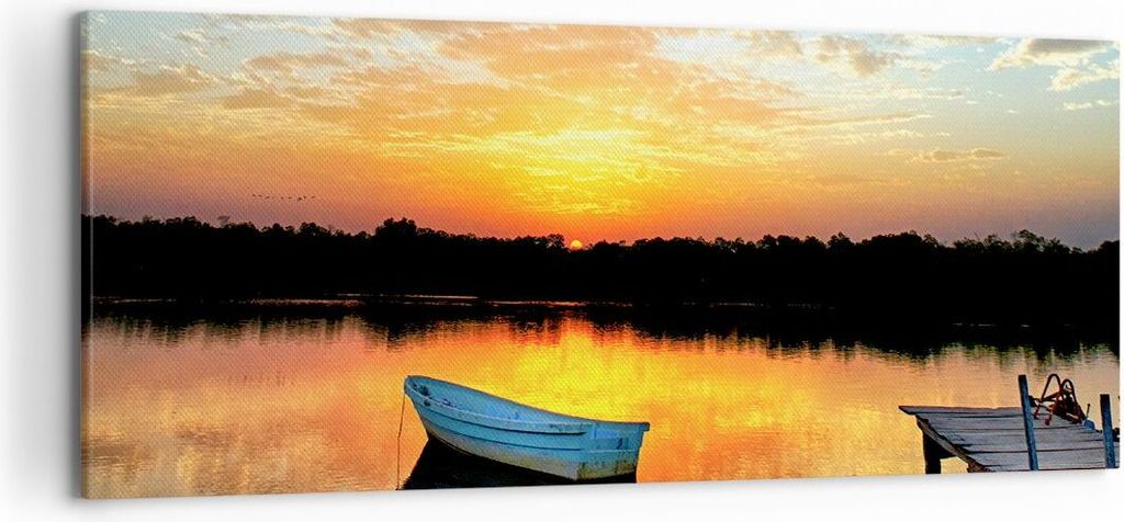 Bild auf Leinwand - Leinwandbild - Landschaft Sommer Meer - 120x50cm - Wand Bild - Wanddeko - Leinwanddruck - Bilder - Kunstdruck - Wanddekoration ...