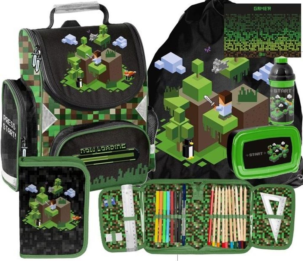 6 teile Schulranzen MINECRAFT Ergonomisch ranzen rucksack Produktbild 