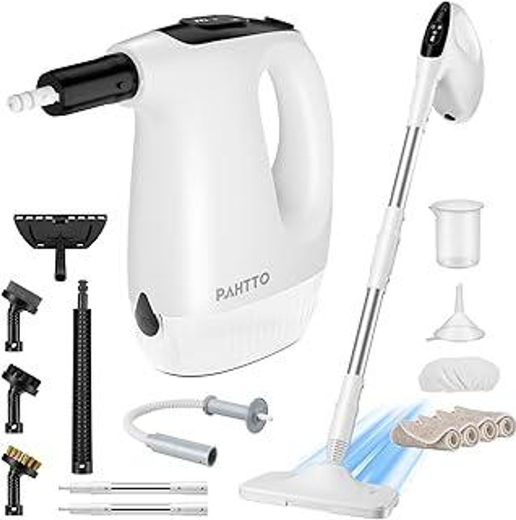 Dampfreiniger multifunktional, Reinigungsmaschine Bodenreiniger mit 17 Zubehörteilen und 500-ml-Wassertank, 3-stufiger Handdampfreiniger und Dampf...