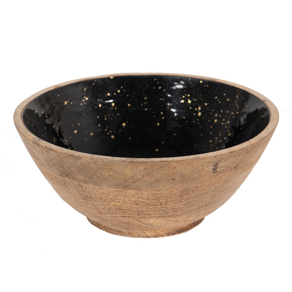 Clayre & Eef Dekoration Schale Ø 25x10 cm Schwarz Braun Holz