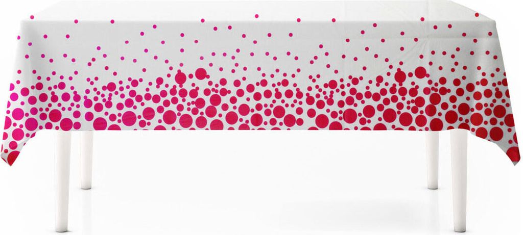 Tischdecke 130x220cm Kunststoff abwaschbar mit Punkten Weiß Produktbild 