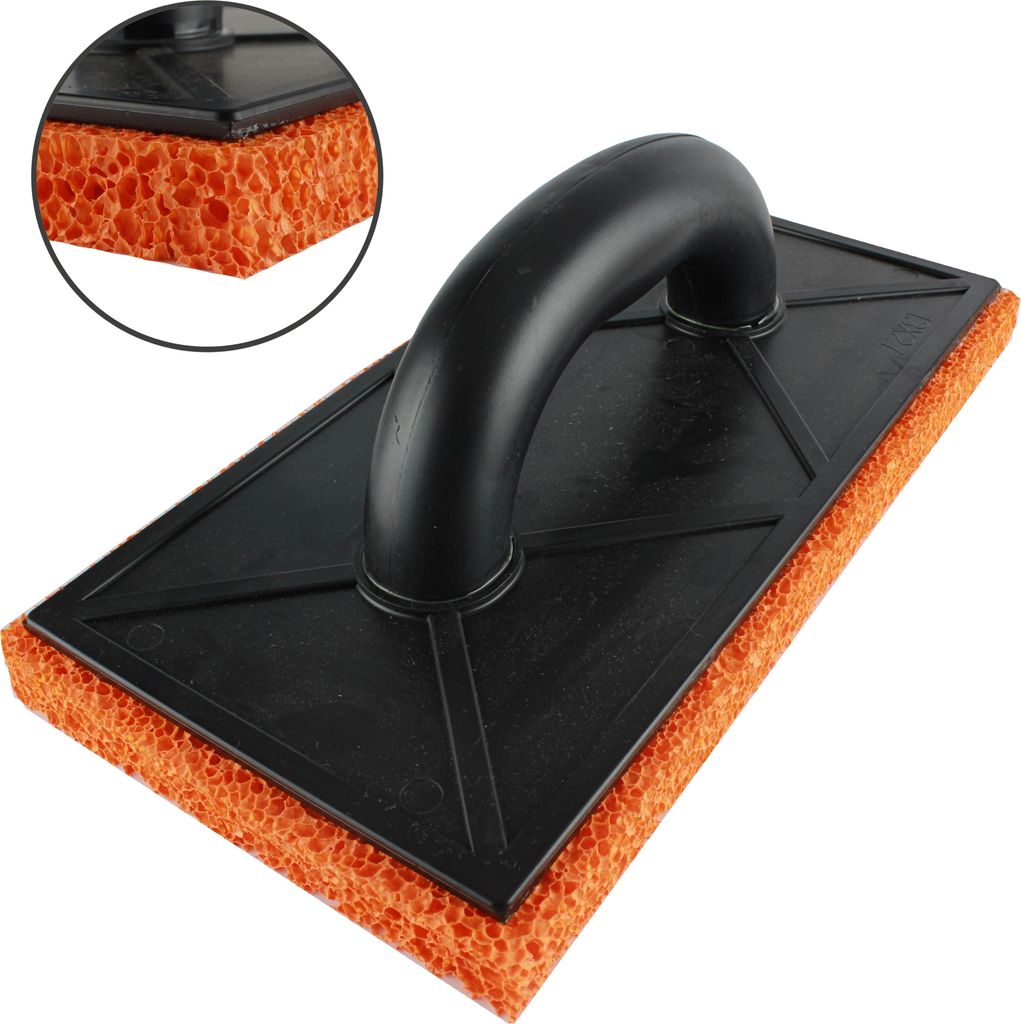 Fugbrett mit Hydro-Gummi orange Fliesenwaschbrett Schwammscheibe Rasterschwammbrett 130x270 mm 18 mm