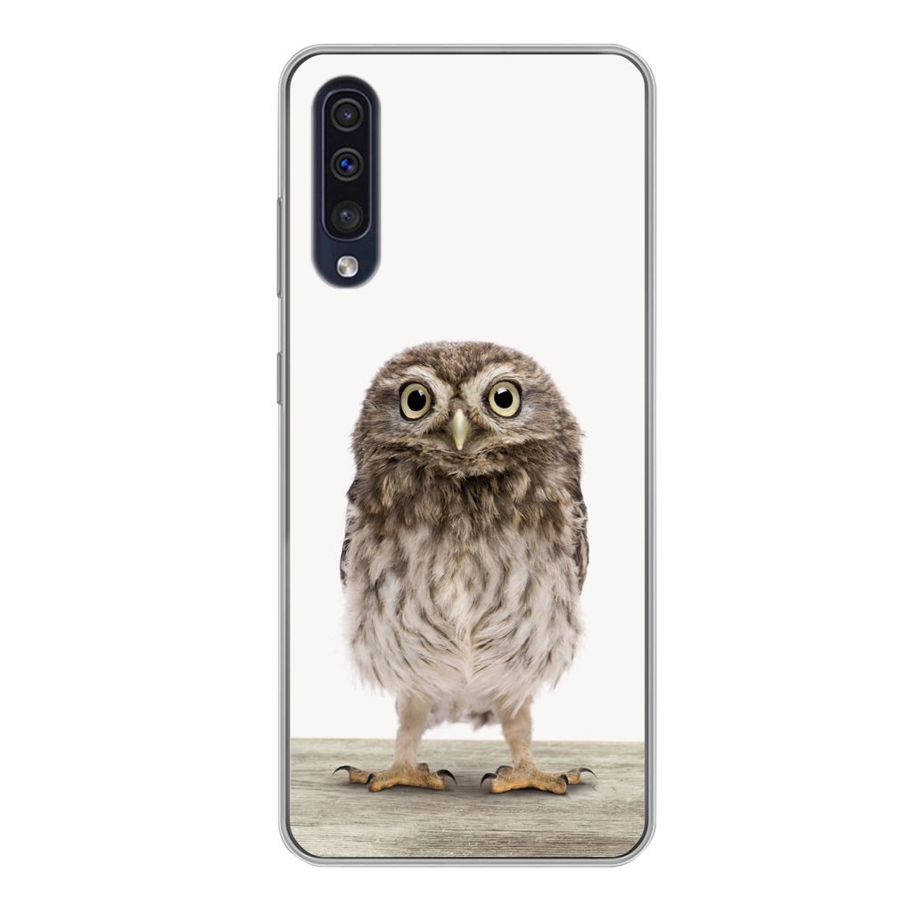 MuchoWow Handyhülle Schutzhülle Hülle für Samsung Galaxy A50 Eule - Braun - Eulenküken - Kinder - Jungen - Mädchen Silikon Softcase Handy H...