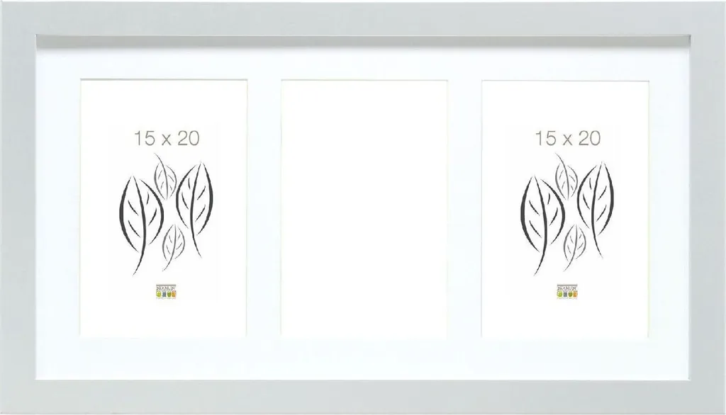 Cadre Argent 3 Photos 15x20 cm Deknudt S66KD1 avec Passe-Partout de Qualité