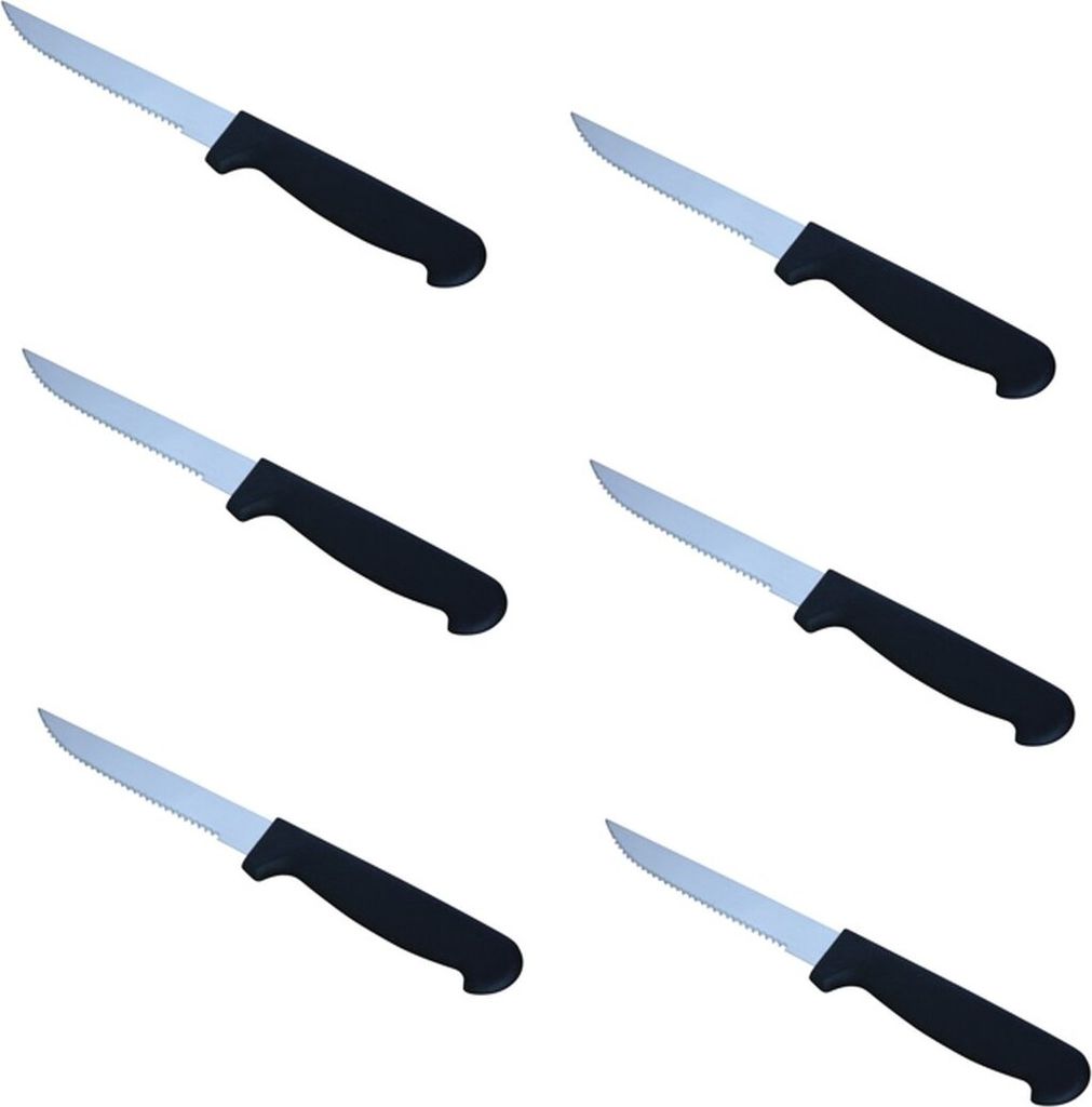 Steakmesser schwarzer Kunststoffgriff 6 Stück - Schnitzelmesser Schneidemesser