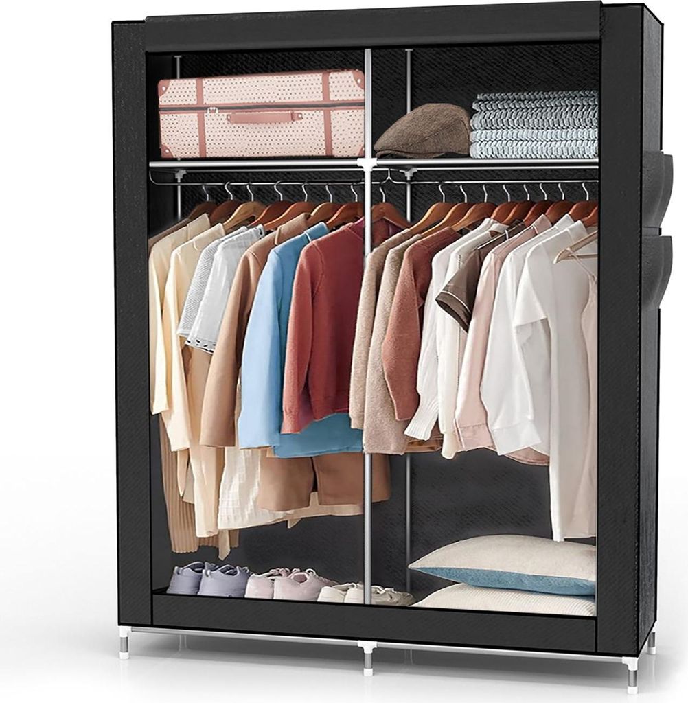 Intirilife Faltschrank 108x170x45 cm in RABEN SCHWARZ - mit Produktbild 