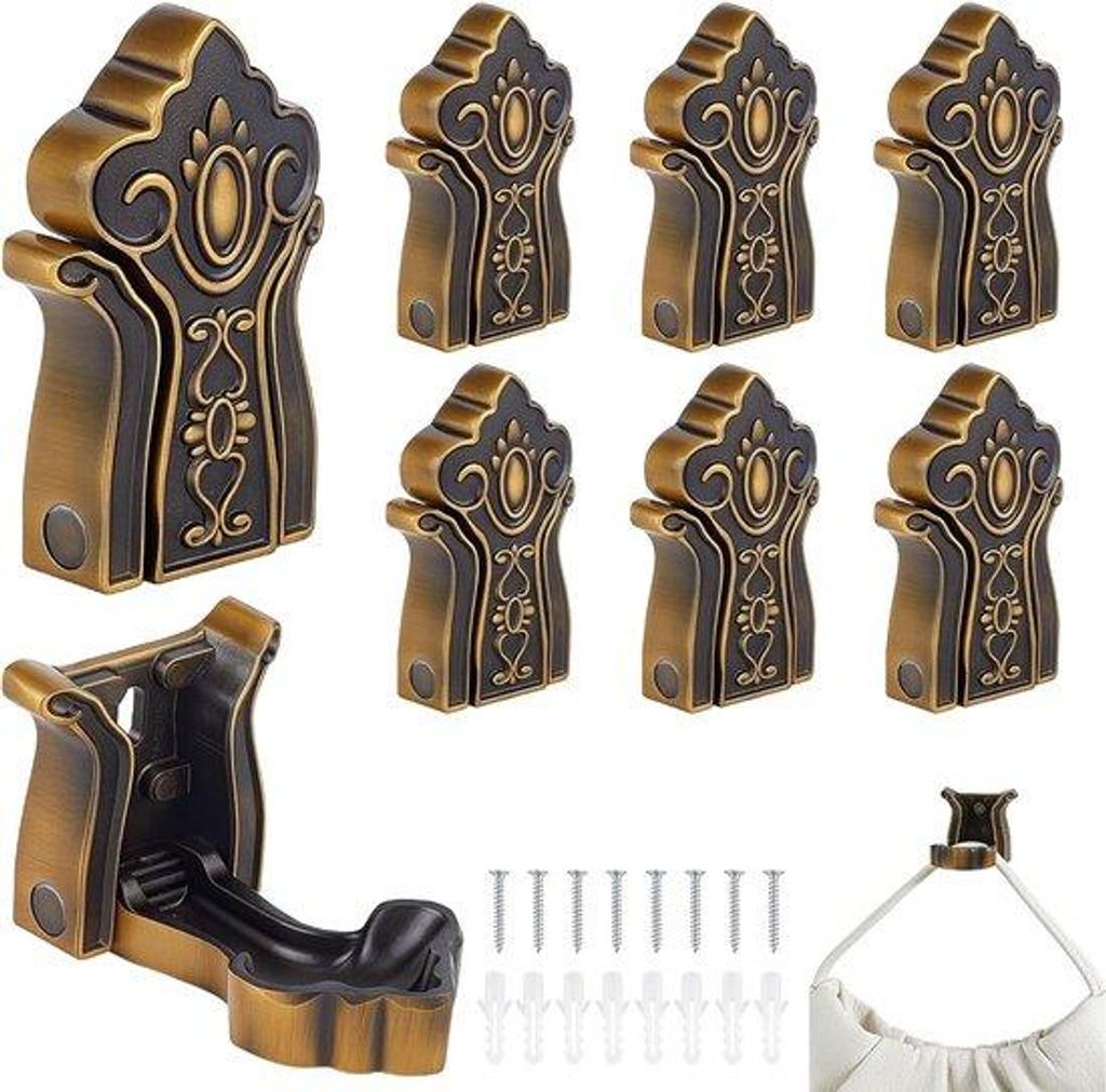 8 Stück klappbare Vintage-Wandhalterungen – robuste dekorative klappbare Wandhalterungen aus Aluminium, inklusive Schrauben, Raumsparende Wandha...