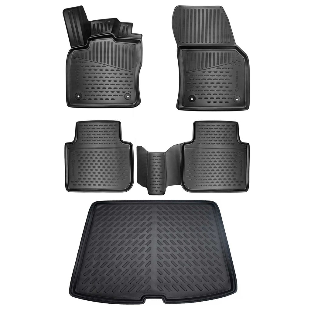 3D Gummi Fußmatten kompatibel für SKODA Kodiaq 7-Sitzer