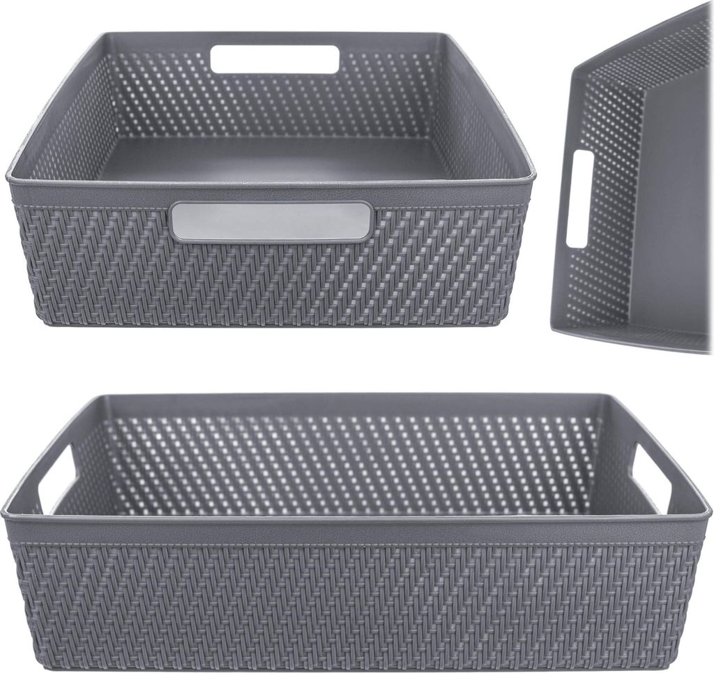 KADAX Korb rechteckiger Behälter 33x26x8cm Dunkelgrau