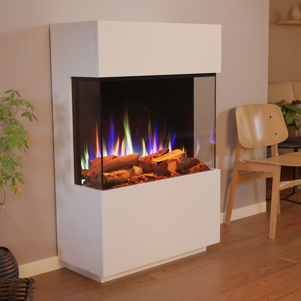 Glow Fire PR15 Elektrokamin E-Motion 3D Deluxe Echtholzdekoration Weiß