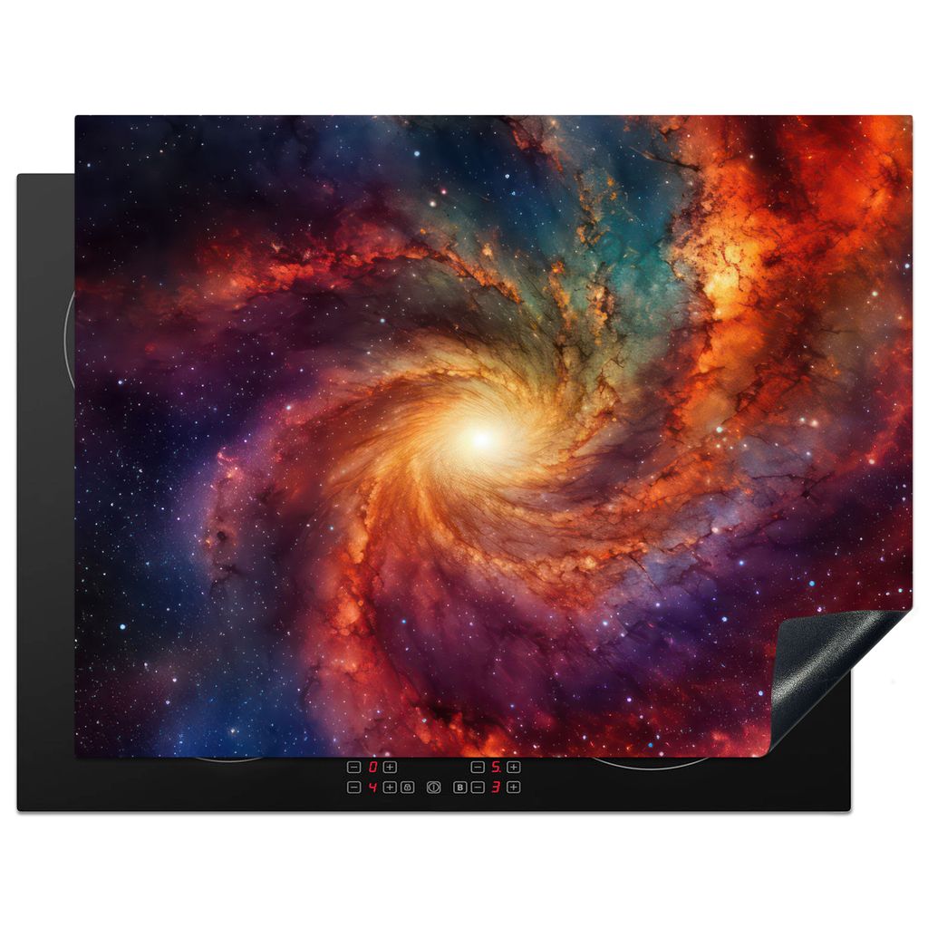KitchenYeah Herdabdeckplatte Sternenhimmel - Weltraum - Galaxie - Neon , 77x59cm, Küche Deko, Glaskeramikkochfeld Herdabdeckung, Abdeckplatte f...