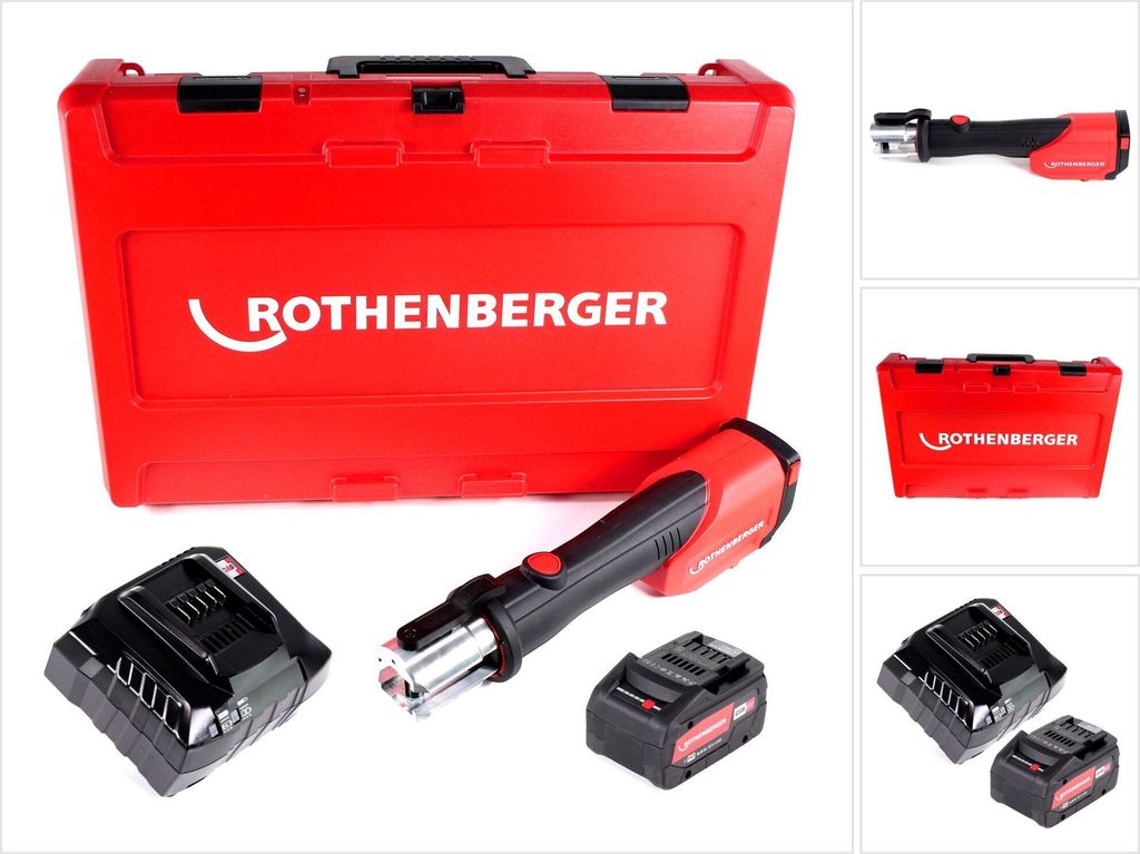 Rothenberger ROMAX 4000 CAS Akku Pressmaschine 18 V 34 kN + 1x Akku 8,0 Ah + Ladegerät + Koffer