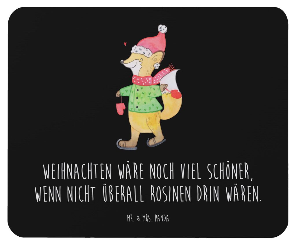 Mr. & Mrs. Panda Mousepad Fuchs Schlittschuhe - Schwarz - Geschenk, Heiligabend, Tannenbaum, pc, Weihnachtsmann, Weihnachten, Mouse Pad, Weihnachts...
