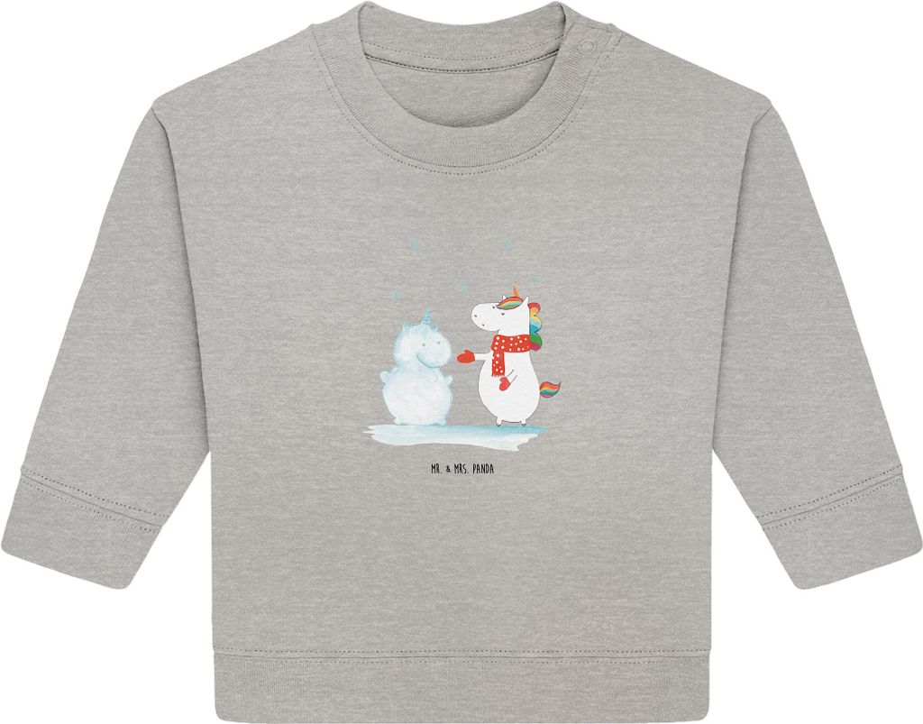 Mr. & Mrs. Panda Organic Baby Pullover Einhorn Schneemann 24. - 36. Monat - Heather Grey - Geschenk, Bullover, Unicorn, Handschuhe, Weihnachten, Ku...