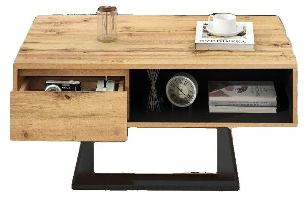 Table basse stable anti-encombrement avec grands rangements cachés