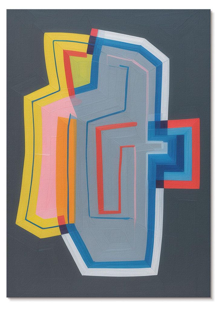 POSTER - 29x42 cm (A3) - Clara "Bloom" Weiss - Abstrakte Formen, dynamische Farben, Modernität - Wandbild für Wohnzimmer Schlafzimmer & Flur, Mod...
