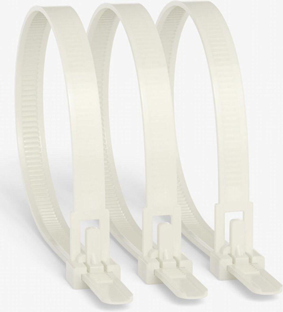 Opakovane použiteľné káblové pásky 8x250 mm, biele (100 Obrázok produktu 