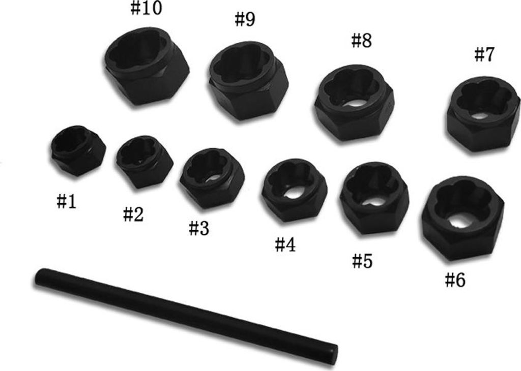 11-teiliges Sechskant-Steckschlüssel-Set (kurze Ausführung) zum Lösen von verrosteten und beschädigten Muttern und Schrauben. Praktisches Zubeh...